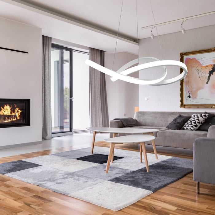 Lampada Da Soffitto Pensile Ring Moderno Led+telecomando App392-cp Bianco