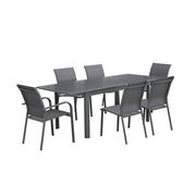 Set tavolo da giardino allungabile in alluminio con 6 sedie, antracite