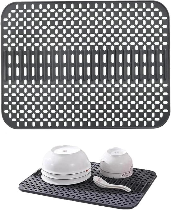 Matte antiaderente in silicone extra grande, resistente al calore e con superficie antiscivolo per cucina e bagno (43x32 cm, grigio scuro) - duraturo e resistente al lavastoviglie