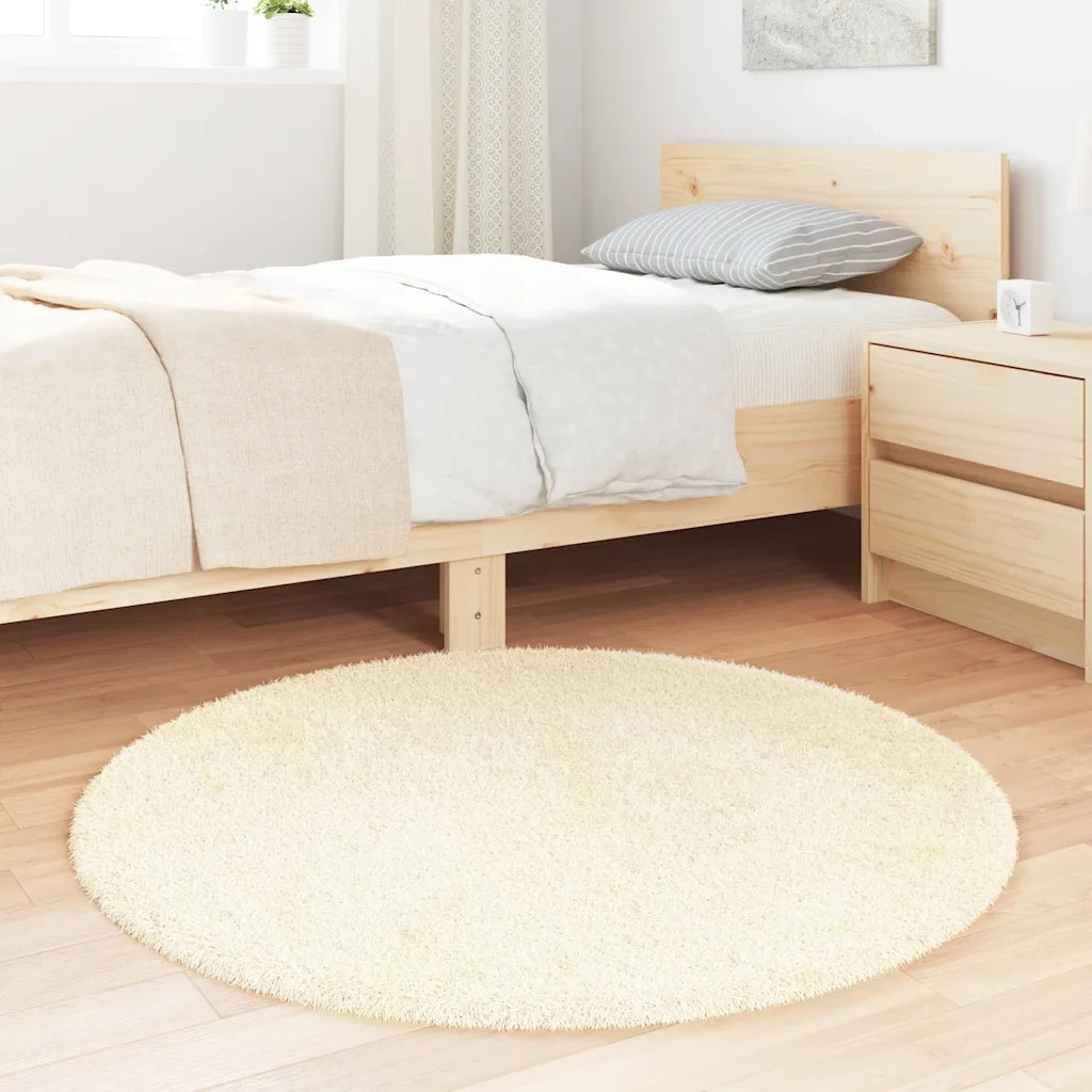 Tappeto Shaggy a Pelo Lungo NAVARRA Crema 100x100 cm poliestere