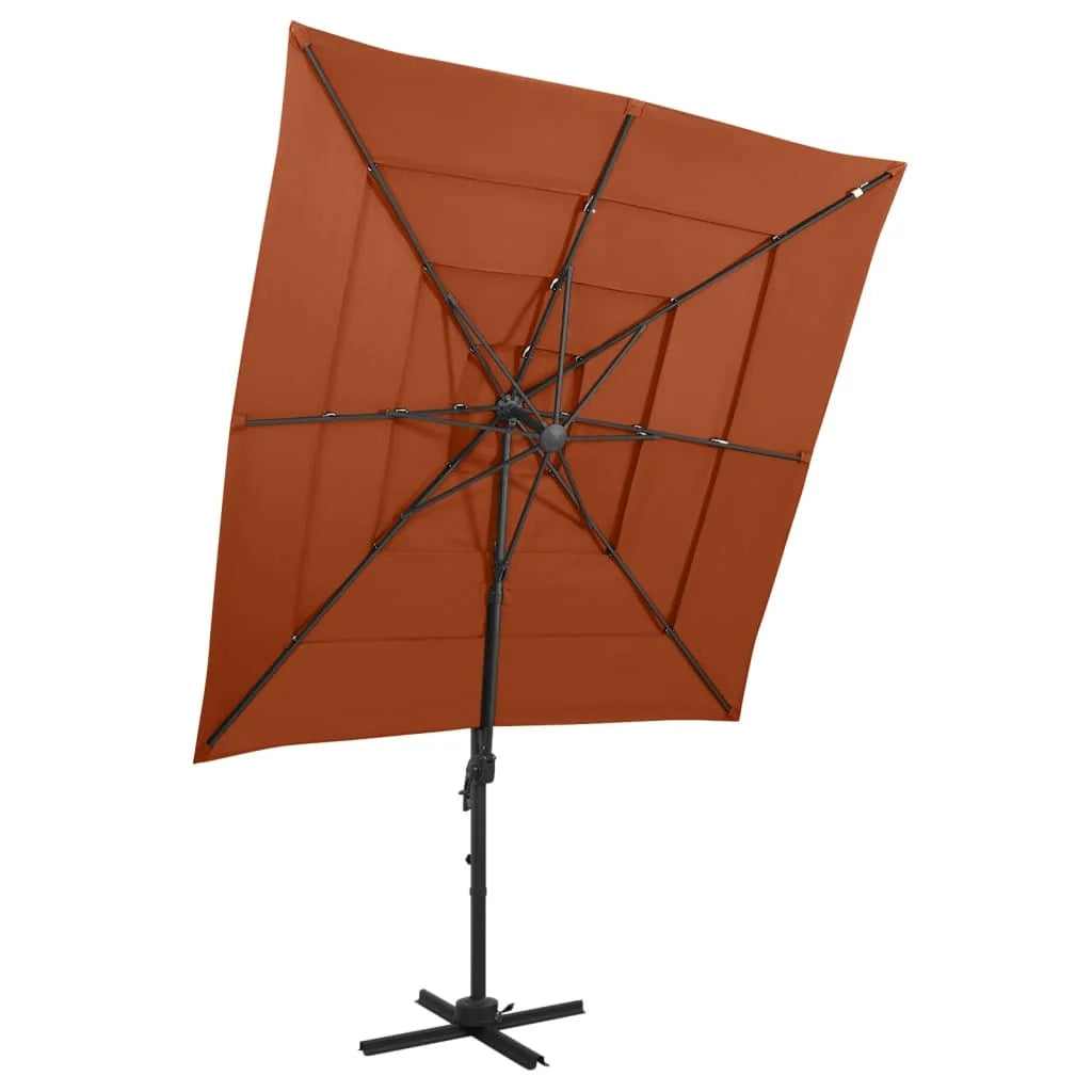 Ombrellone a quattro livelli con palo in alluminio 250 x 250 cm arancione 02_0008796