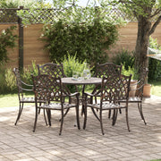 Set da Pranzo da Giardino 7 Pezzi in Alluminio Fuso Bronzeo