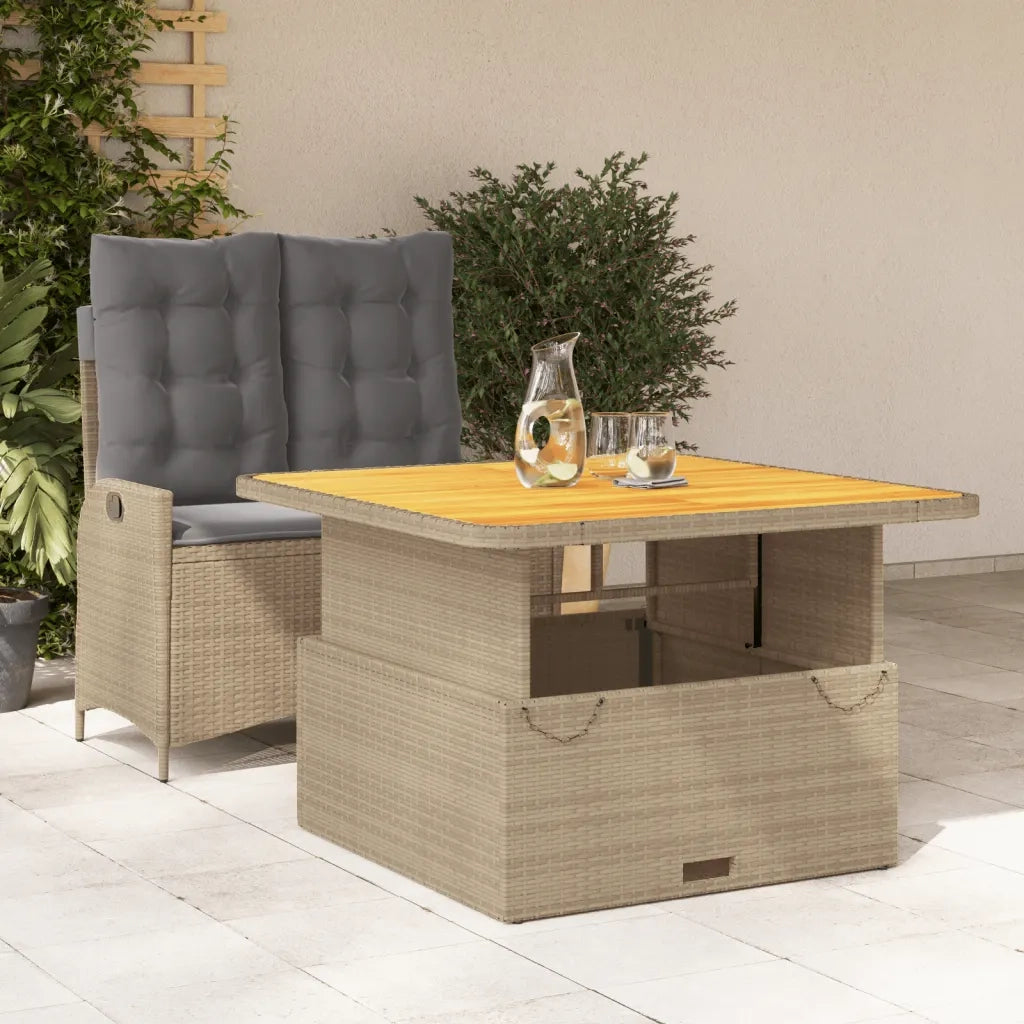 Set da Pranzo da Giardino 2 pz | Set Salotto da Giardino con Cuscini Beige in Polyrattan