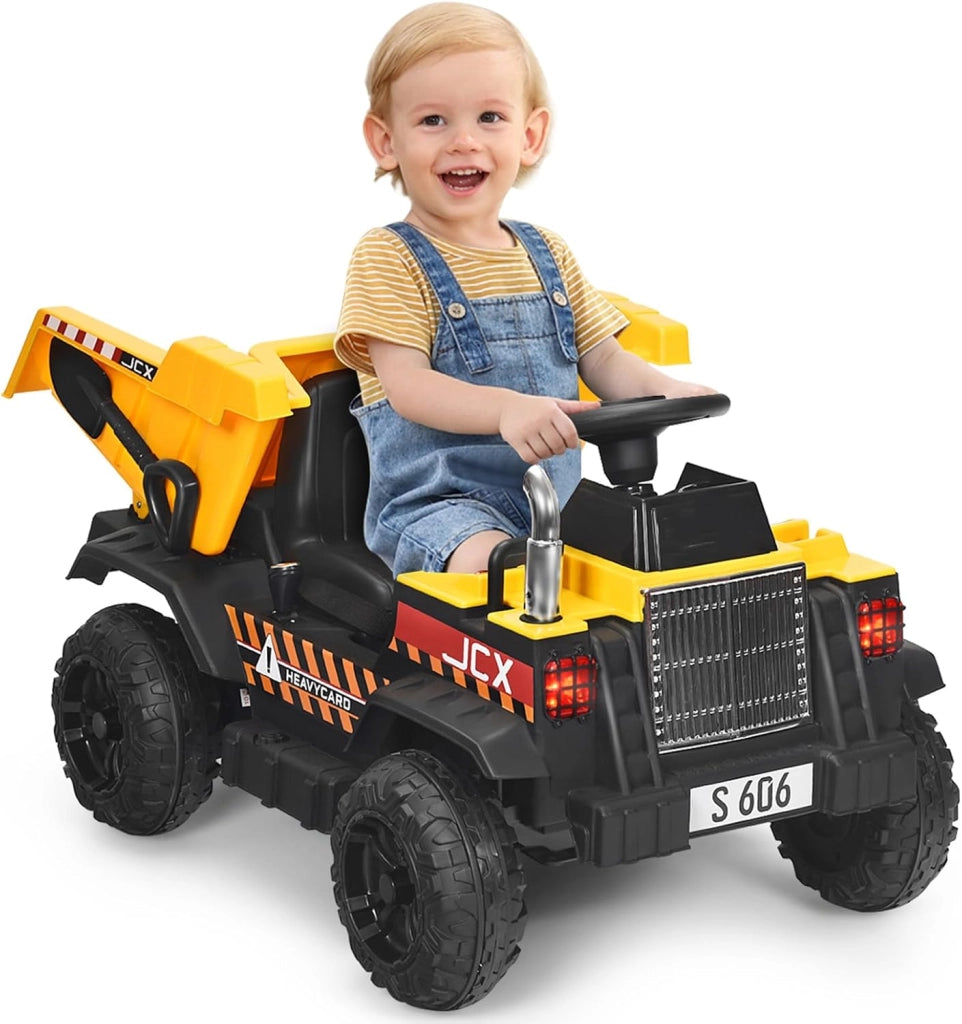 Escavatore Elettrico Trattore Cavalcabile per Bambini, Veicolo Elettrico con Telecomando, Velocità 5km/h, +3 Anni