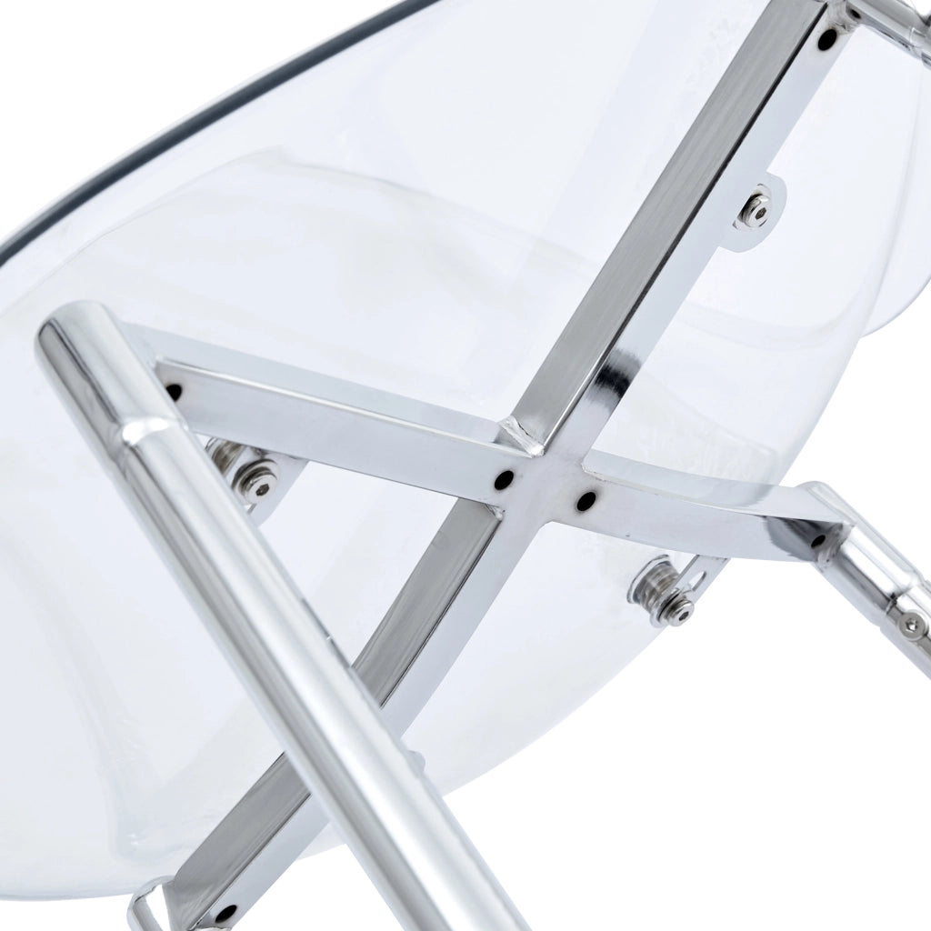Sgabello da bar trasparente con struttura in metallo, design moderno, per cucina e zona pranzo