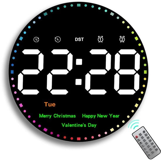 Cronografo digitale 10", grande orologio LED a parete con telecomando multifunzione, orologio moderno con timer, conto alla rovescia, temperatura, giorno, data e 2 allarmi per soggiorno, cucina, ufficio, palestra.