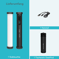 Instarter Spectar Tubo led RGB per illuminazione fotografica da 10 W, Luce studio per foto video bicolore, 3200-7500 K