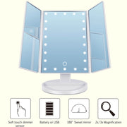 Trade Shop - Specchio Orientabile 360 Gradi Touch Screen Tavolo 2 Ingrandimenti Bagno Make Up -