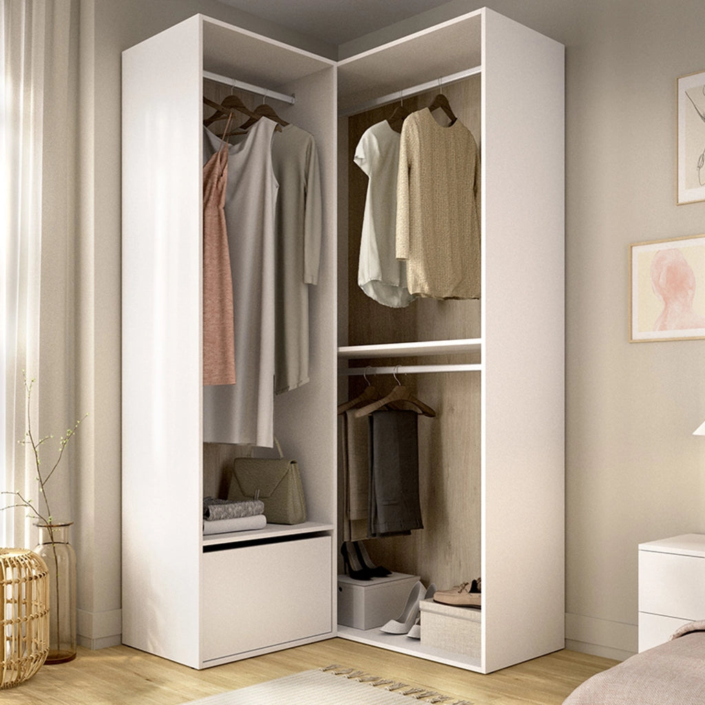 Armadio Camera da Letto Evansdale, Guardaroba Grande Modulabile, 105x205h cm Bianco