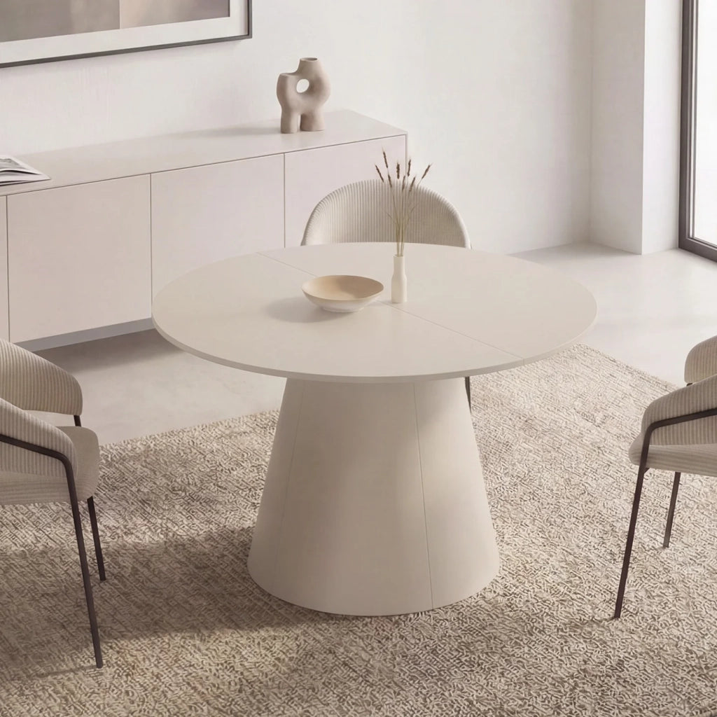IDMarket - ANGELE Tavolo da pranzo rotondo allungabile a 6 posti, legno beige 110-150 cm