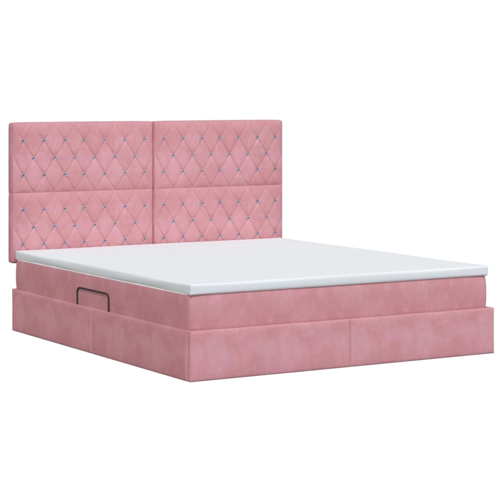 Letto con contenitore LED e materasso Rosa 180 x 200 cm Velluto 3460091