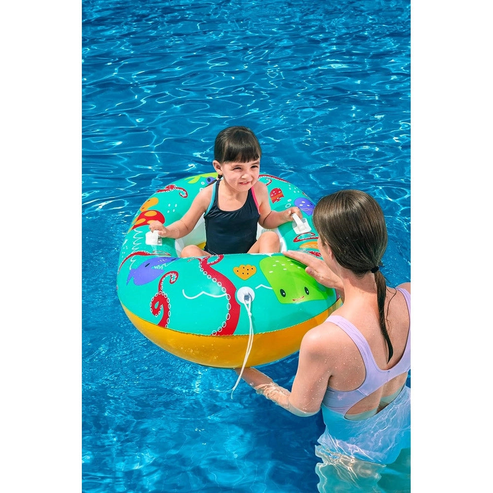 Trade Shop - Canotto Canottino Gonfiabile Per Bambini Balena Pesci Granchio Felice 119x79cm 34009 -