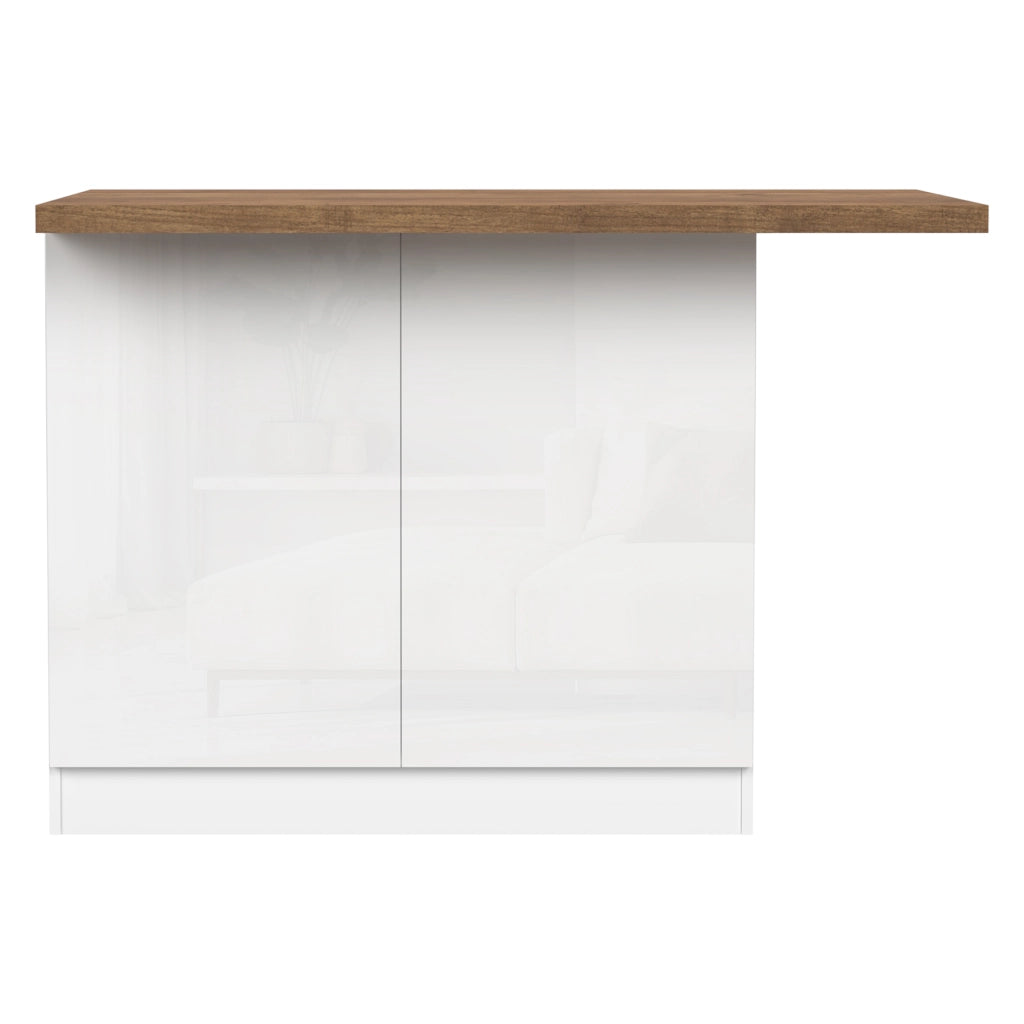 Mobile Dispensa Miha, Isola da Cucina 2 Ripiani Made in Italy, 130x80x90h cm Bianco Lucido