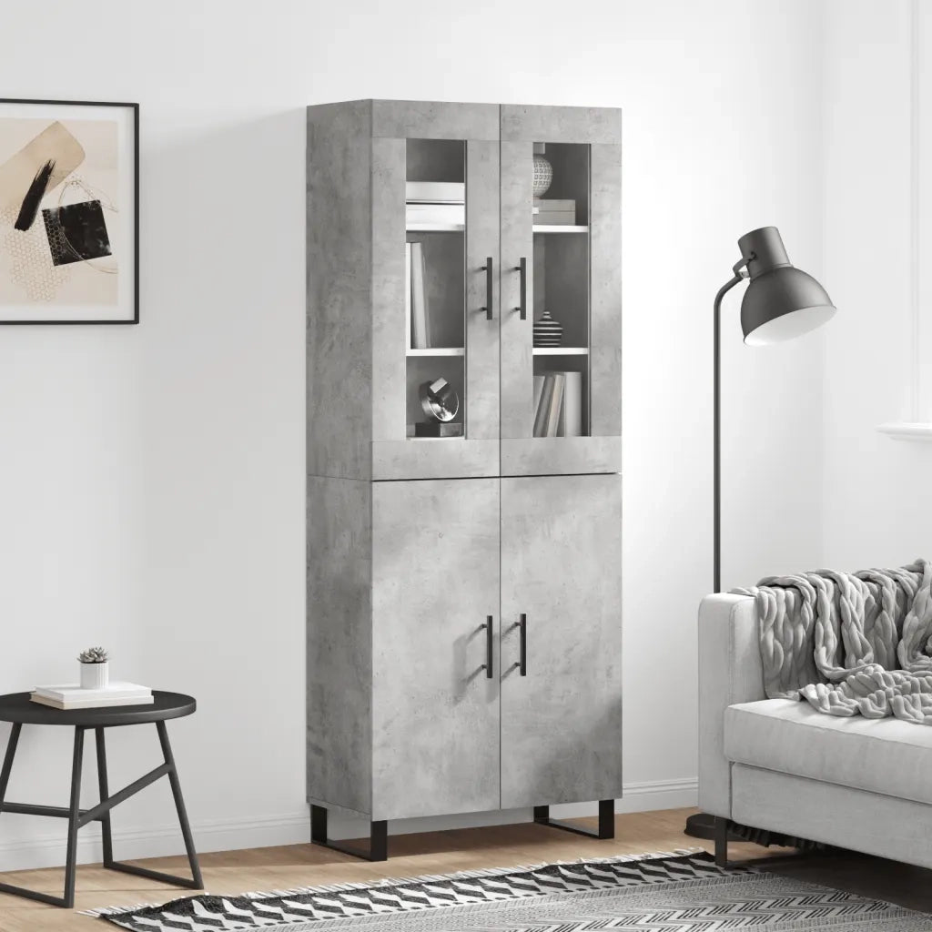 Credenza-Buffet-Armadio da cucina Grigio Cemento 69,5x34x180 cm in Legno Multistrato 489705