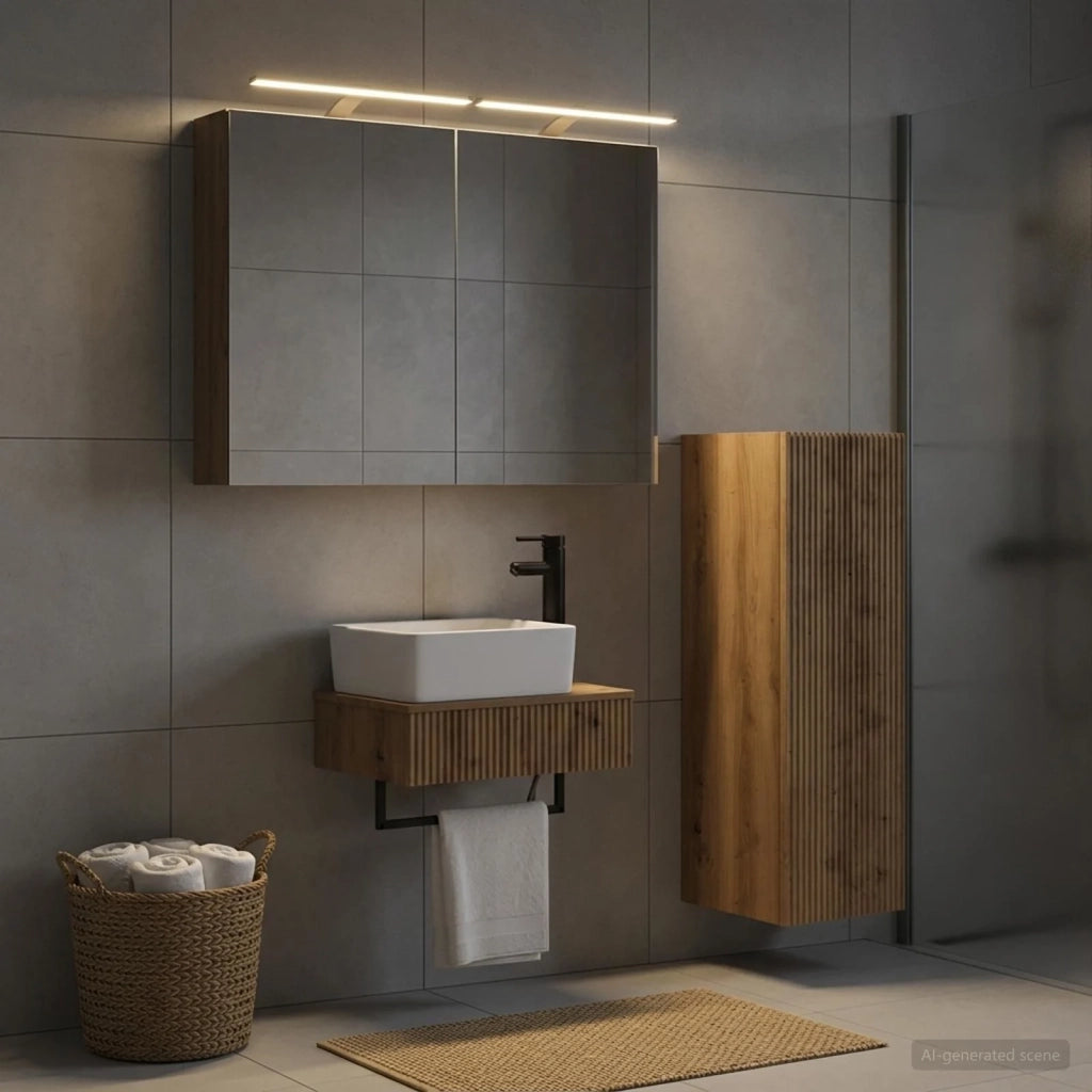 Set di Armadi da Bagno 4 pz Rovere Artigianale 3407390