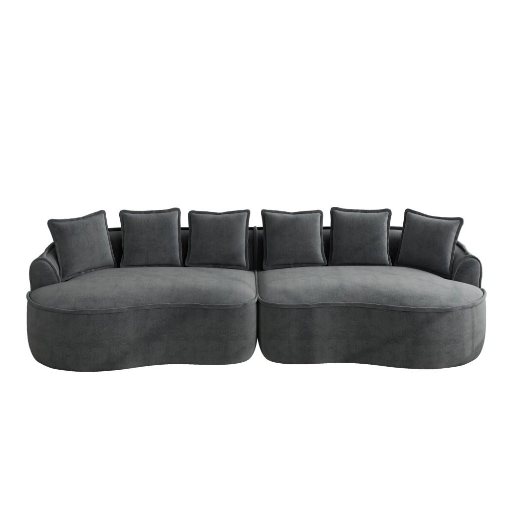 Divano 4 Posti in Tessuto Chenille con Cuscini ¨C MINIMAL ¨C Grigio