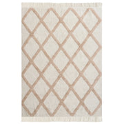 Tappeto in cotone beige 160 x 230 cm, decorativo, stile boho, per soggiorno e camera dei bambini