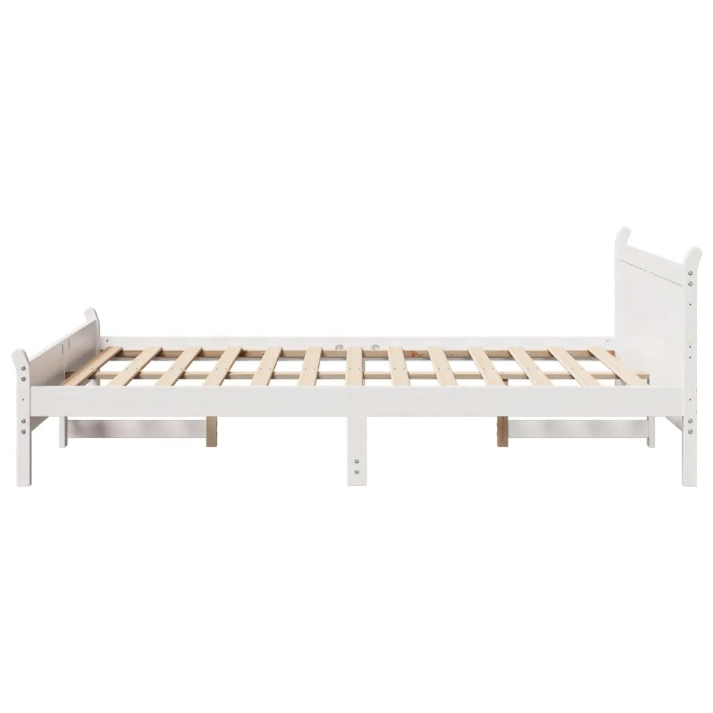 Letto senza Materasso Bianco 150x200 cm Legno Massello di Pino