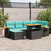 Set Divani Giardino 7 pz con Cuscini Marrone Polyrattan Acacia