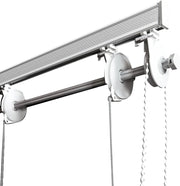 BASTONE BINARIO PER TENDA A PACCHETTO CON 4 CALATE A SGANCIO RAPIDO IN ALLUMINIO BIANCO LUNGHEZZA 100 CM Attacco Parete COMANDO A DESTRA