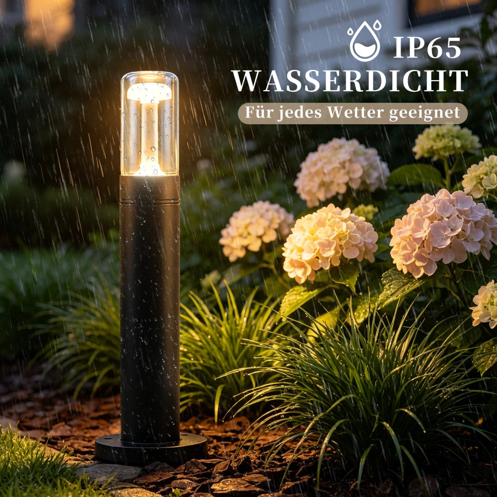 ZMH Lampada da Giardino Esterna a Palo 10W Nero H.40cm 3000K Vetro per Viali Camino