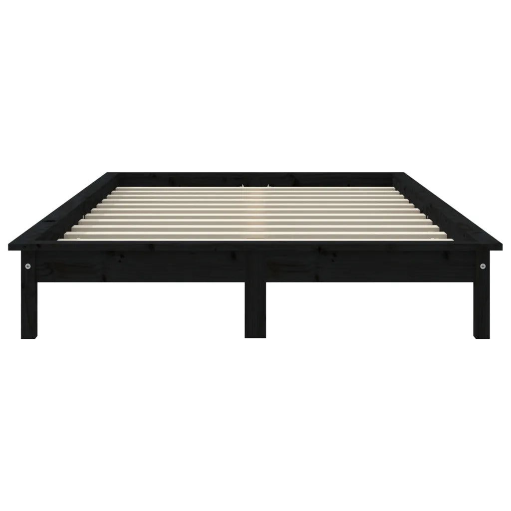 Giroletto-Struttura Letto Nero 180x200 cm Super King in Legno Massello di Pino