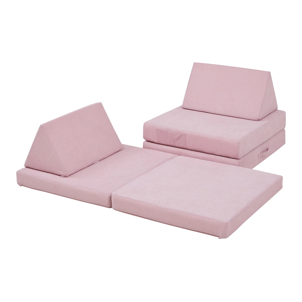 Set divano e poltrona da gioco 5 pezzi 120 x 66 x 46 cm velluto a coste rosa 03_0009144