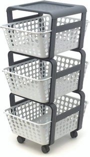 CARRELLO DA CUCINA CON CESTELLI 'MODULA' col. ghiaccio  - ECOPLAST