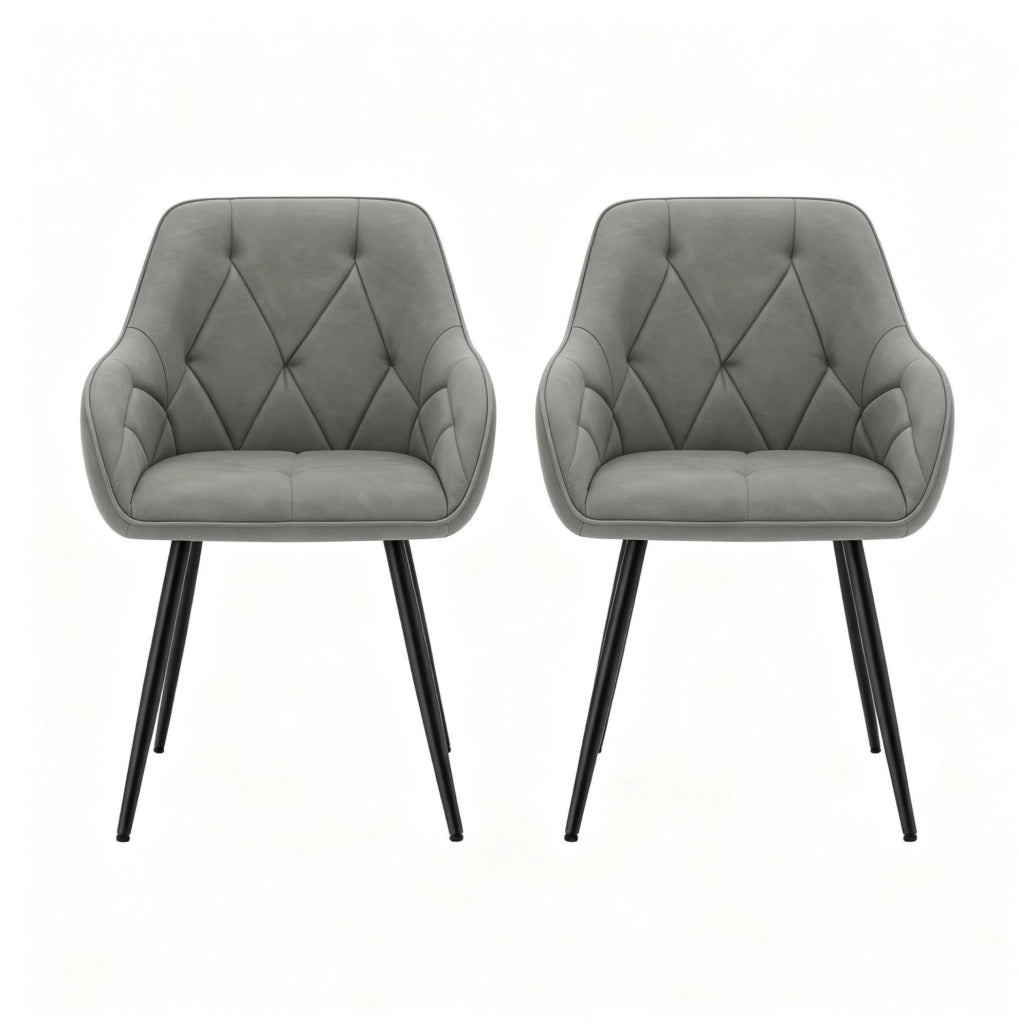 Set di 2 sedie da pranzo ergonomiche grigio scuro