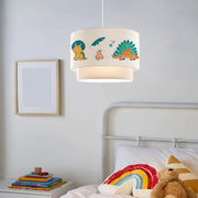 Lampada a Sospensione Lurgan per Cameretta Decorato con Dinosauro - Bianco lux.pro