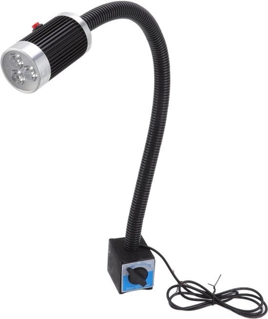 Lanterna Industriale con LED Flexibile 360 Gradi, 24V, 9W, con Base Magnetica in Alluminio Inossidabile.