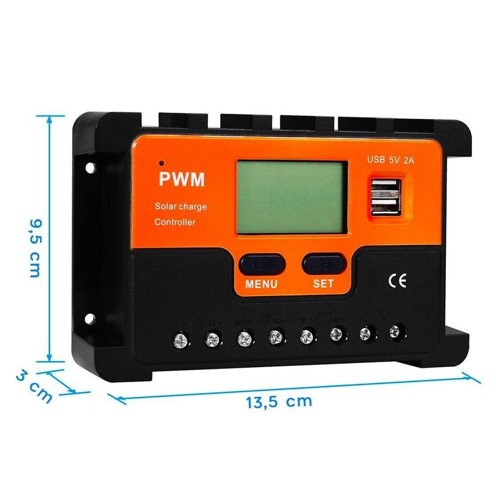 Trade Shop - Regolatore Carica Solare Pwm Q-kz030 Antishock 12v Scarica 30a Con Display Lcd -