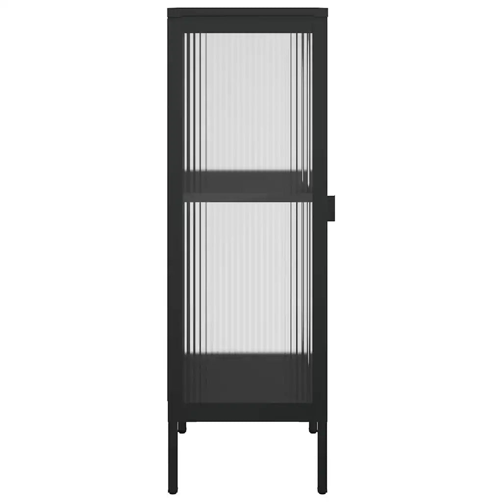 Credenza | Madia | Buffet da pranzo | Armadio da pranzo Nera 40x35x105 cm Vetro e Acciaio