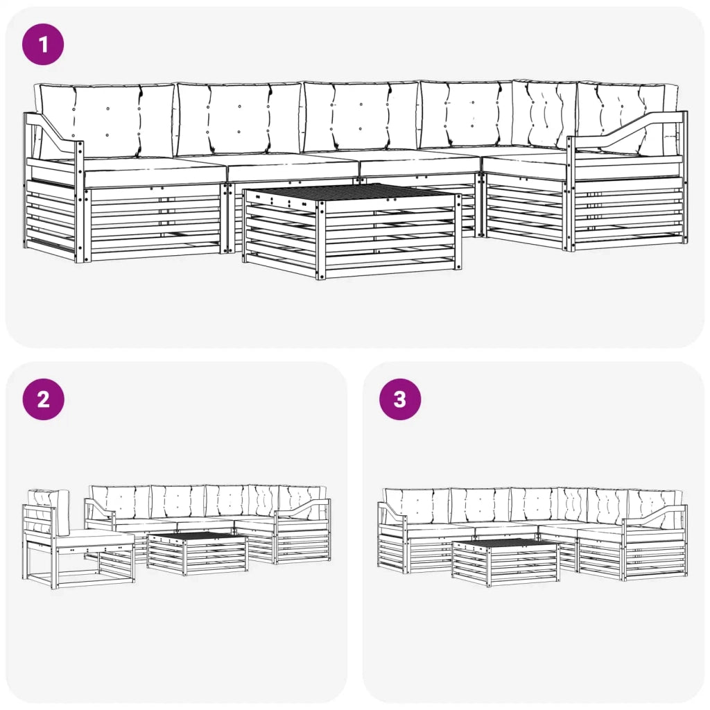Set di divani da esterno 6 pcs Bianco e Antracite Poliestere