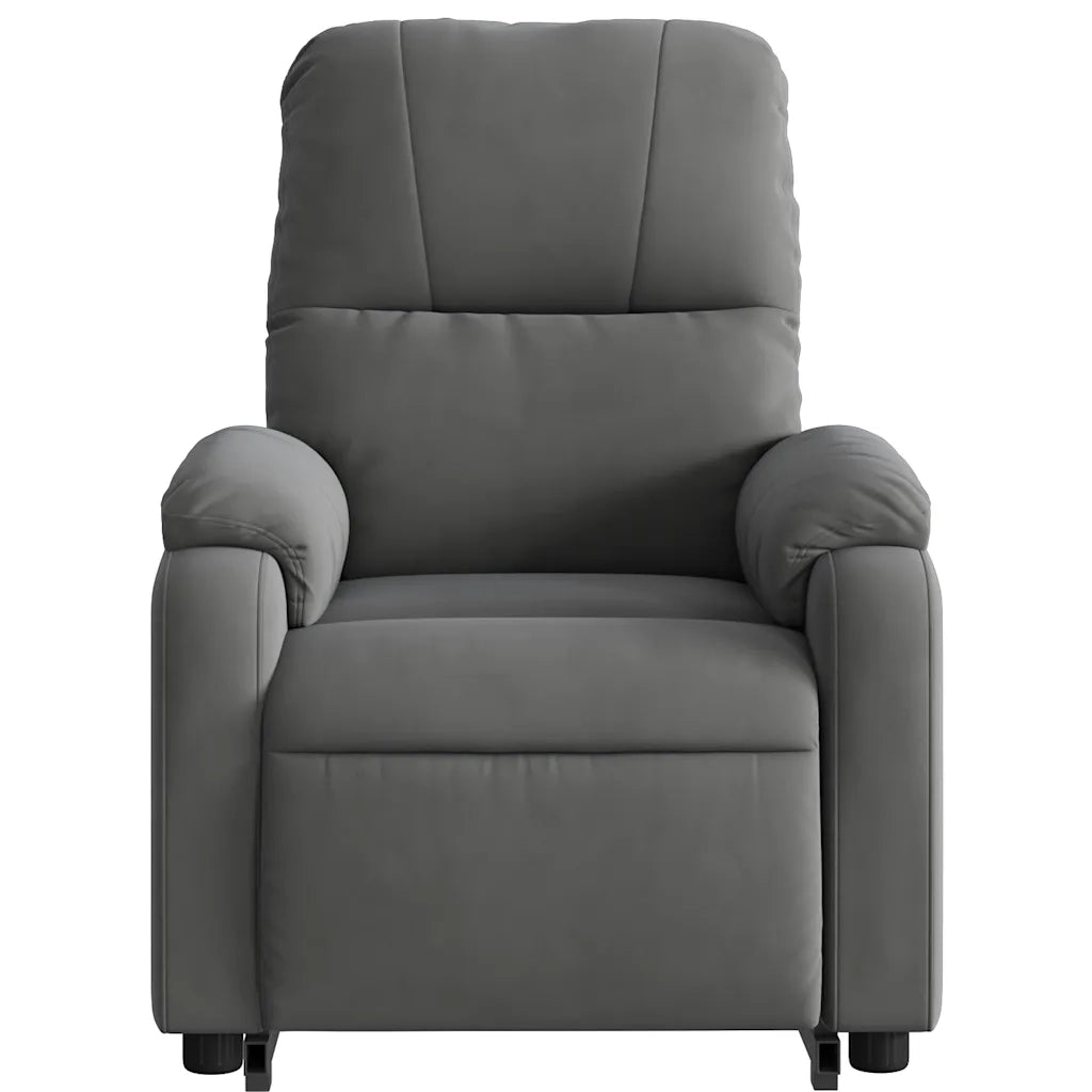 Poltrona | Sedia Relax a Rialzo Massaggi Reclinante Grigio Scuro Microfibra