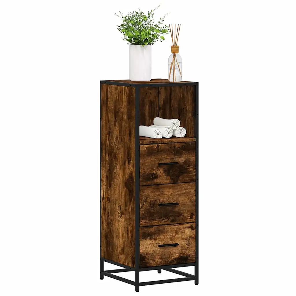 Armadietto Bagno | Armadio da bagno Rovere Fumo 35x37,5x100cm in Legno Multistrato