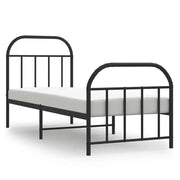Letto singolo | Letto per adulti | Giroletto con Testiera e Pediera Metallo Nero 75x190 cm