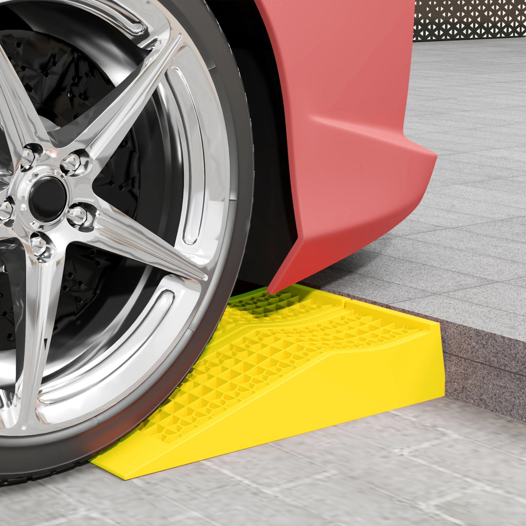 Set 2 Rampe di Carico in Plastica per Auto con Capacit¨¤ 3 Tonnellate e Superficie Antiscivolo. Giallo