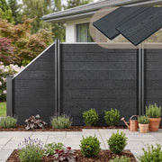 Recinzione in WPC per Giardino Staccionata da Elementi Inclinato e Rettangolari 183x451 cm Grigio NEU.HOLZ