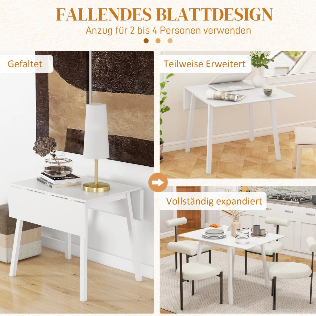 Tavolo da pranzo - pieghevole per 2-4 persone - 110x86x75 cm - legno bianco - per spazi piccoli