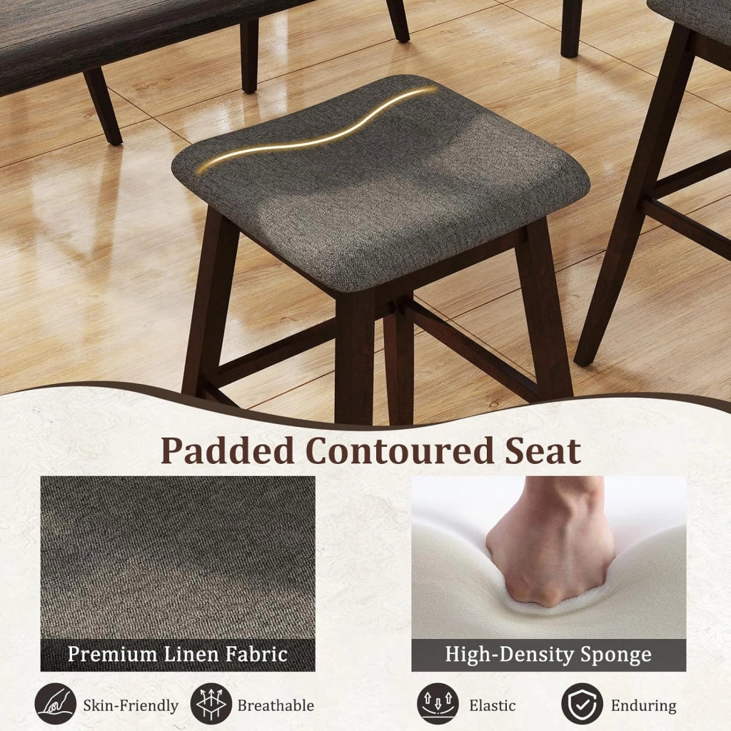 Set di 2 sgabelli da bar, sgabello da cucina girevole con seduta curva tappezzata, poggiapiedi, portata fino a 140 kg, 50 x 50 x 76 cm, sedia alta per sala da pranzo, soggiorno