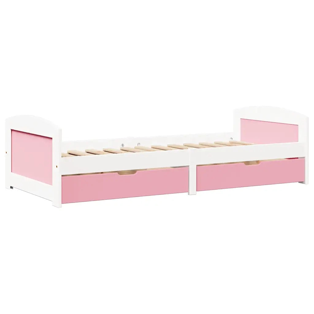 Dormeuse 2 Cassetti senza Materasso Bianco&Rosa 90x200 cm IRUN 3314679