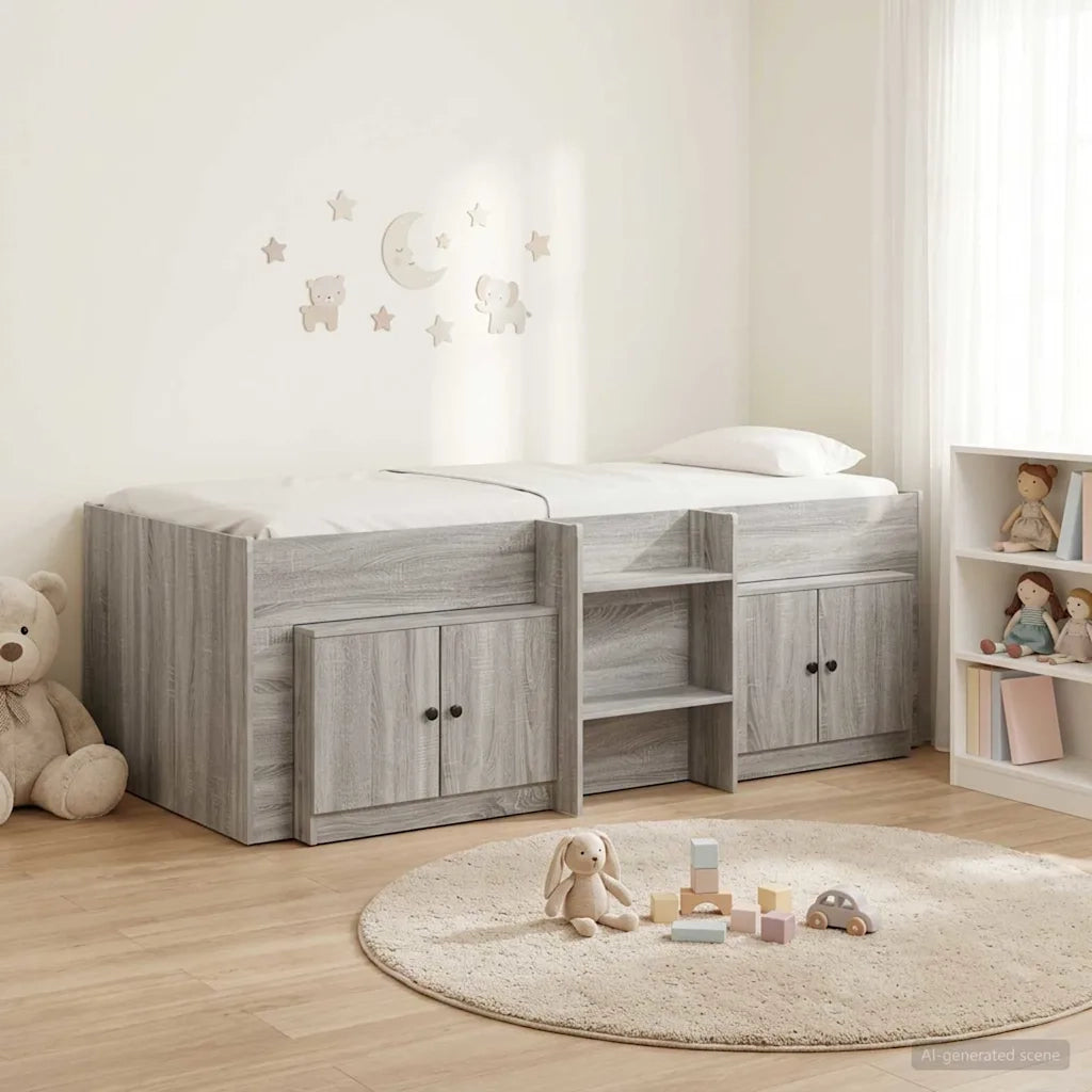 Struttura Letto Loft con Mobile con porta 3 pz Sonoma grigio 3423387