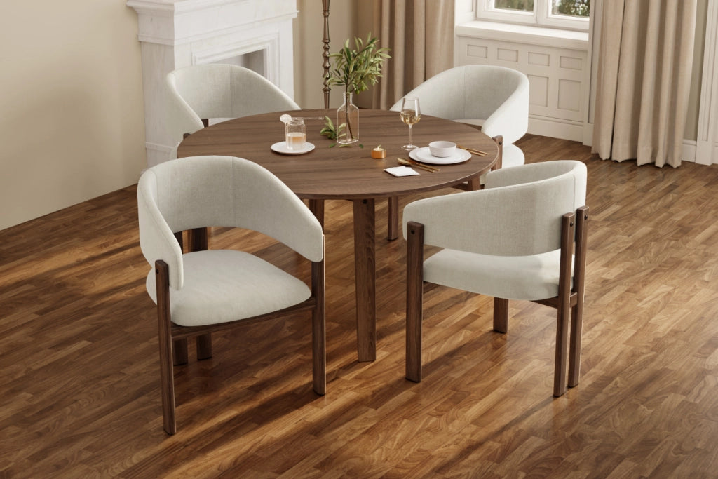 Sedie da pranzo set da 6 con braccioli ergonomici e struttura in metallo effetto noce lino beige 61,5 × 52,5 × 83 cm
