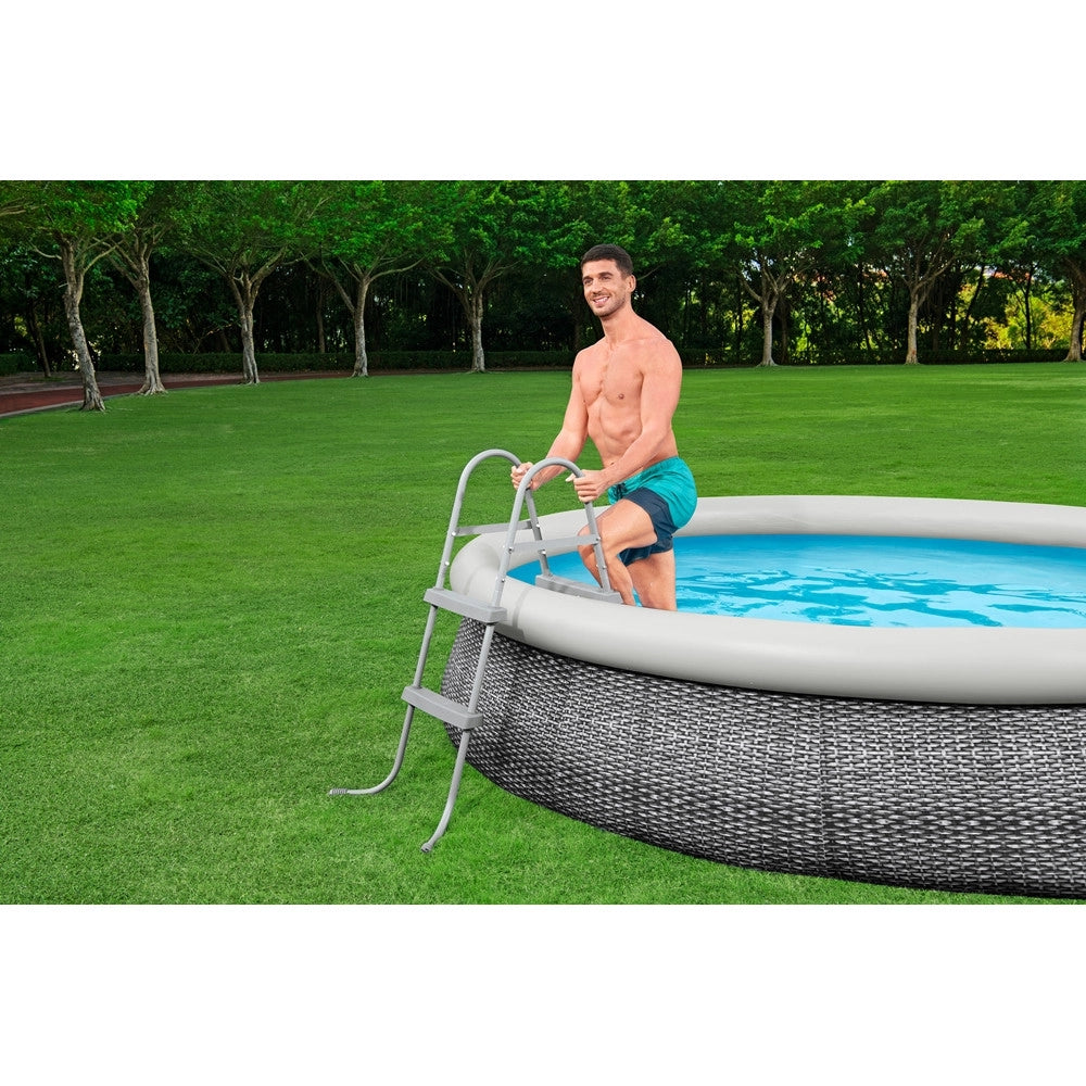 Trade Shop - Scala Da Piscina Fuori Terra 84cm Scaletta Sicurezza 2 Gradini Plastica Resistente 58430 -