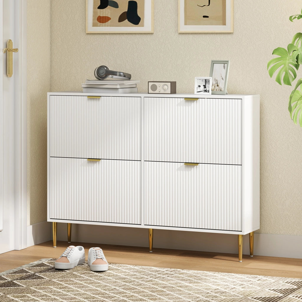 Scarpiera con cassetti e ripiani regolabili ¨C zephmum ¨C bianco 105x24x91,5 cm
