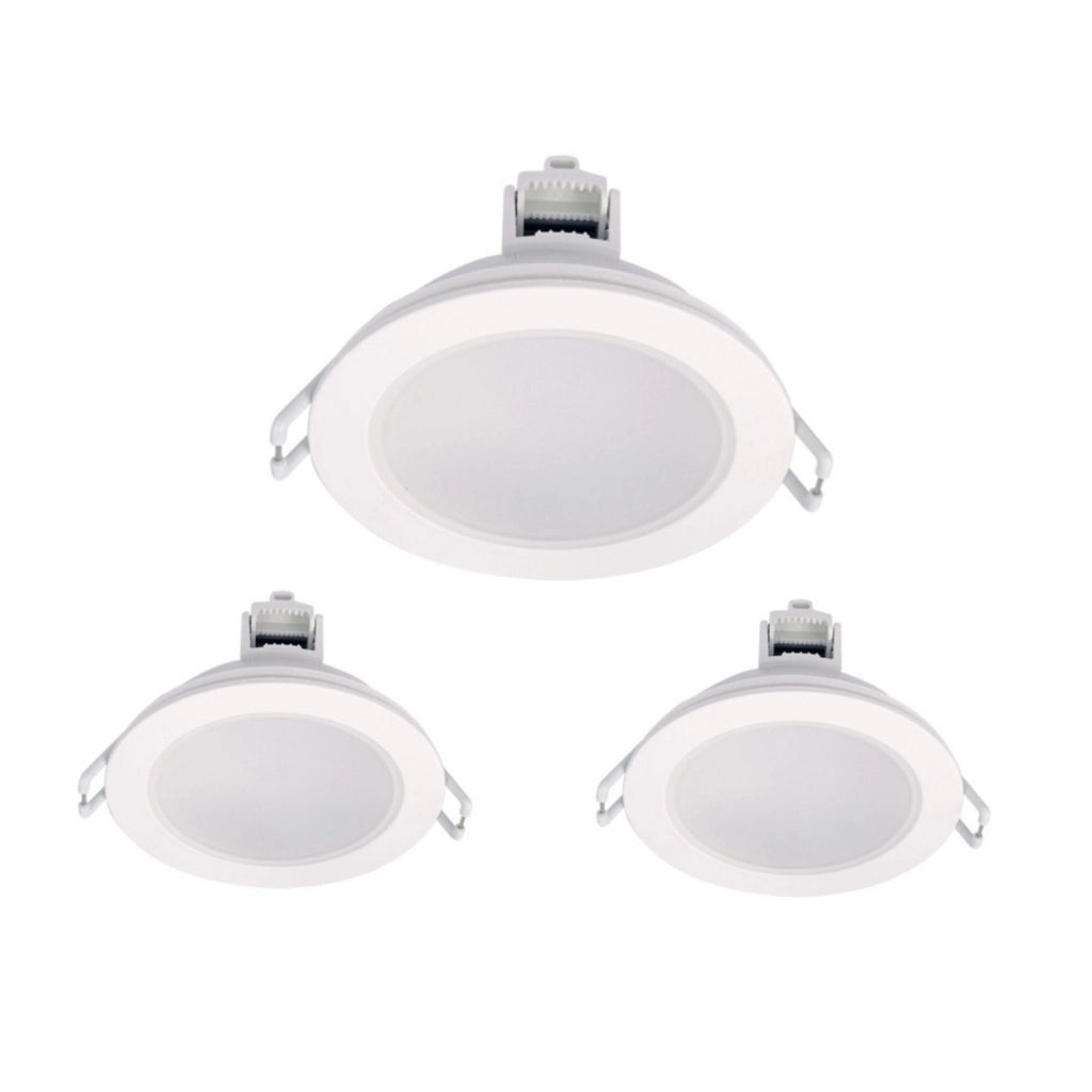 3 Faretti LED da Incasso Dimmerabili 5W 550LM 220V Rotondi Bianco D87mm H36mm Foro 70mm IP65 (Bianco Freddo 6000K)