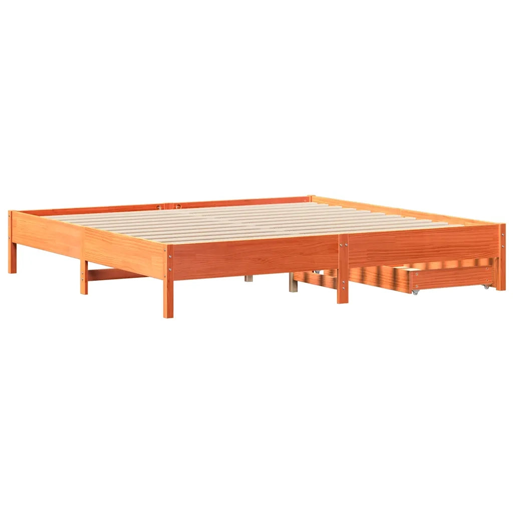 Letto matrimoniale | Letto per adulti | Letto senza Materasso Marrone Cera 200x200 cm in Legno di Pino