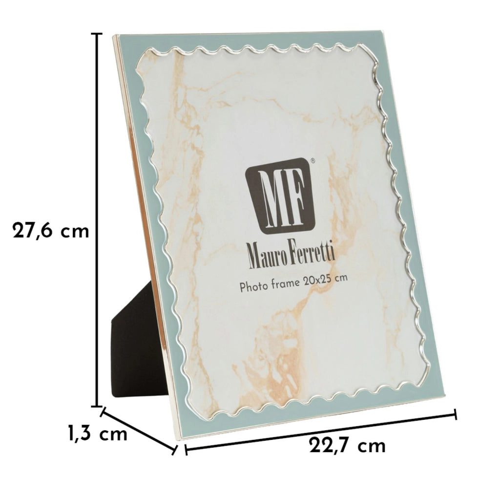 Cornice Juliette 22,7x1,3x27,6 cm in Zinco e Vetro Azzurro e Argento