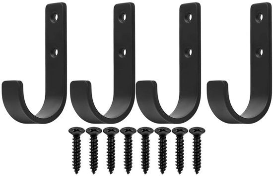 J-Haak Robusto per Parete - Materiale di Alta Qualità - Acciaio - Nero - Adatto per Interno/Esterno